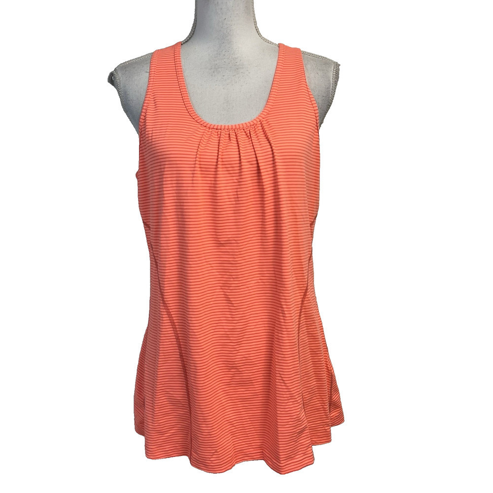 Kirkland Signature Tank Top Size Large Coral Stripe Racerback Activewear Fitness
